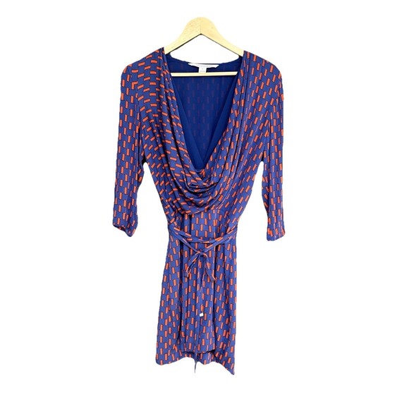 Diane Von Furstenberg Rachael Size 6 Purple Red Silk Cowl Neck Dress - Picture 2 of 11